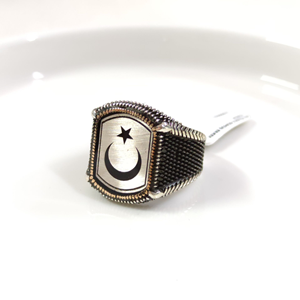 AY YILDIZ GÜMÜŞ ERKEK YÜZÜK