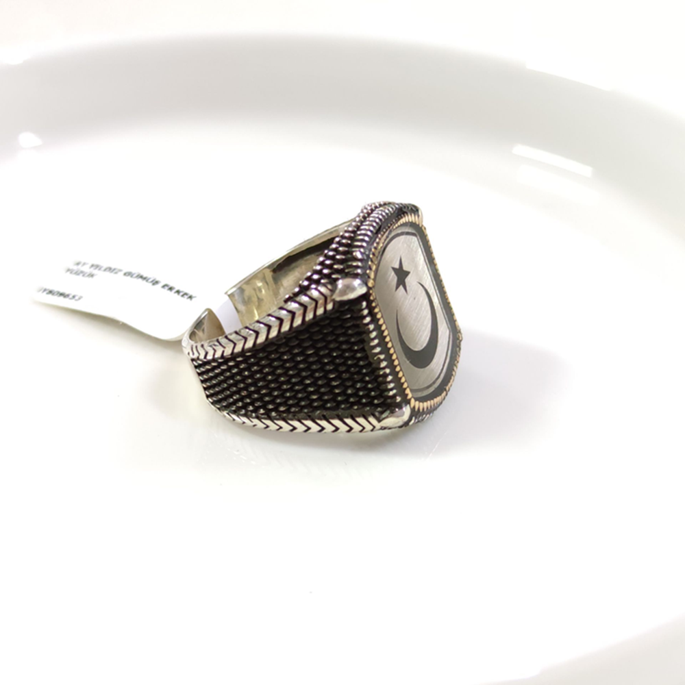 AY YILDIZ GÜMÜŞ ERKEK YÜZÜK