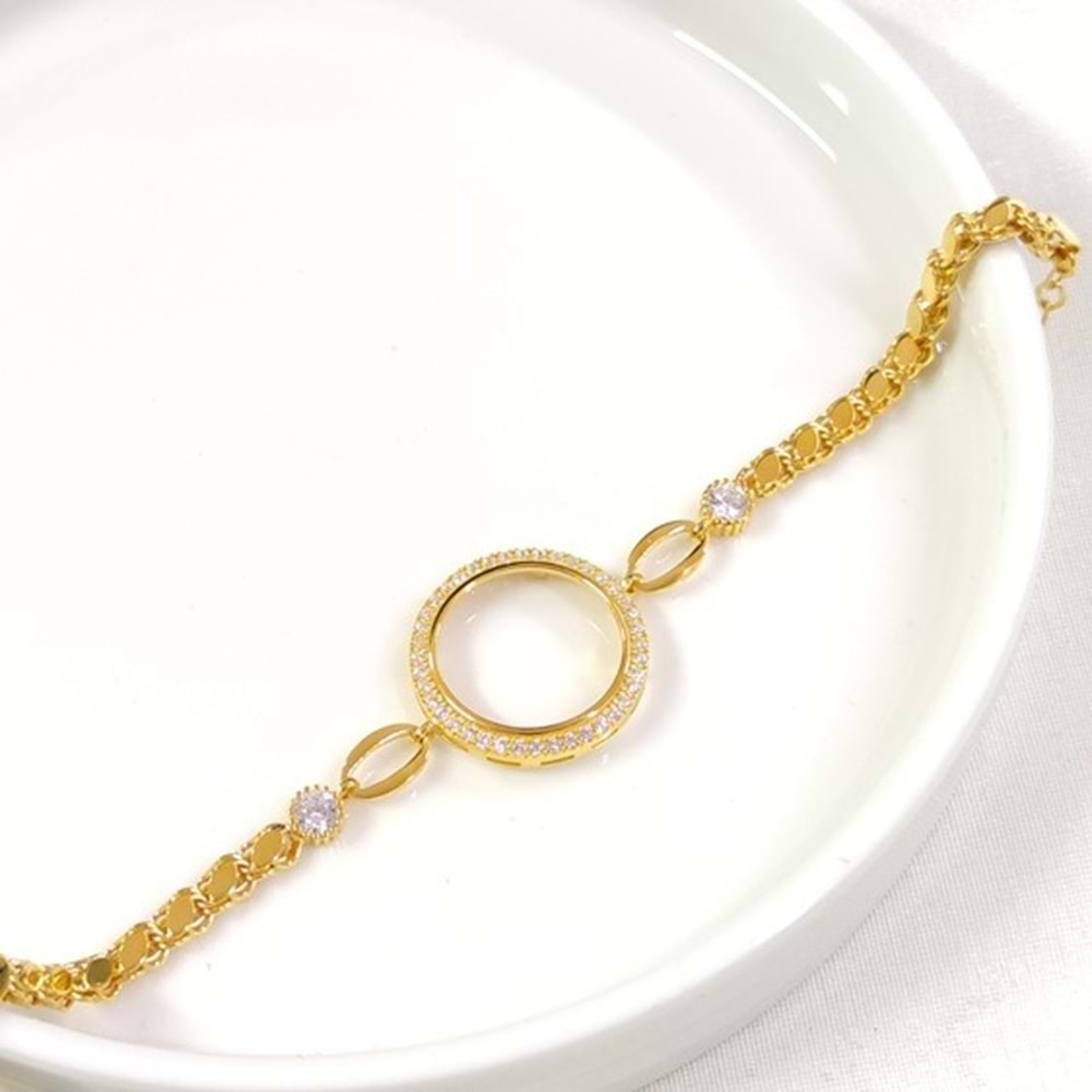 ÇEYREK ALTIN KONULABİLEN ARPA ZİNCİRLİ TAŞLI GÜMÜŞ BİLEKLİK