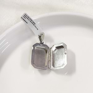 2,5 CM DÖRTGEN KAPAKLI GÜMÜŞ KOLYE UCU