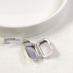 2,5 CM DÖRTGEN KAPAKLI GÜMÜŞ KOLYE UCU