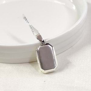 2,5 CM DÖRTGEN KAPAKLI GÜMÜŞ KOLYE UCU