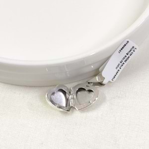 1,5 CM MİNİ KALP KAPAKLI GÜMÜŞ KOLYE UCU