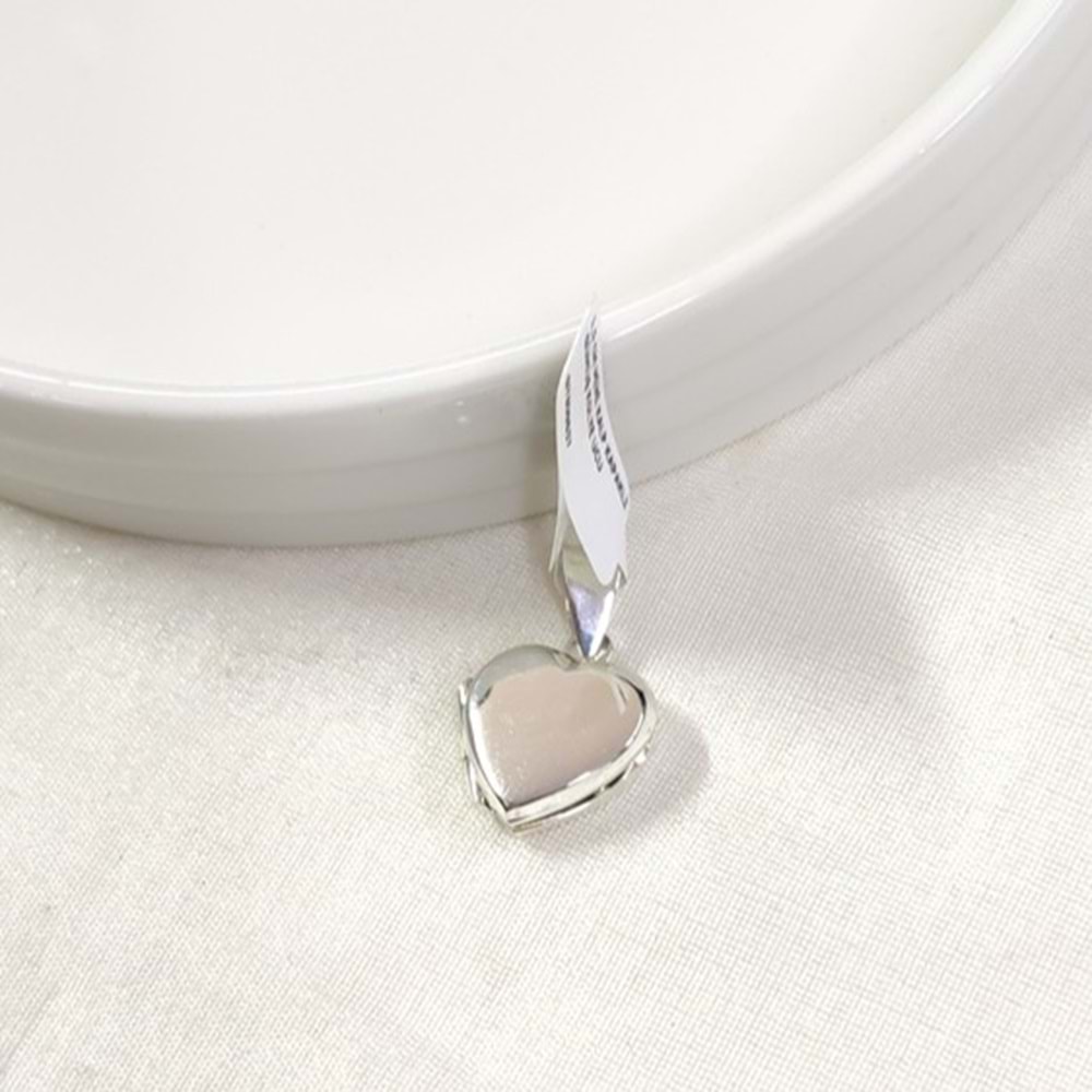 1,5 CM MİNİ KALP KAPAKLI GÜMÜŞ KOLYE UCU