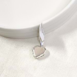 1,5 CM MİNİ KALP KAPAKLI GÜMÜŞ KOLYE UCU