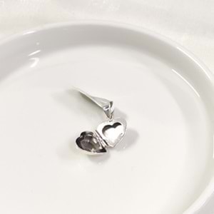 1,5 CM MİNİ KALP KAPAKLI GÜMÜŞ KOLYE UCU