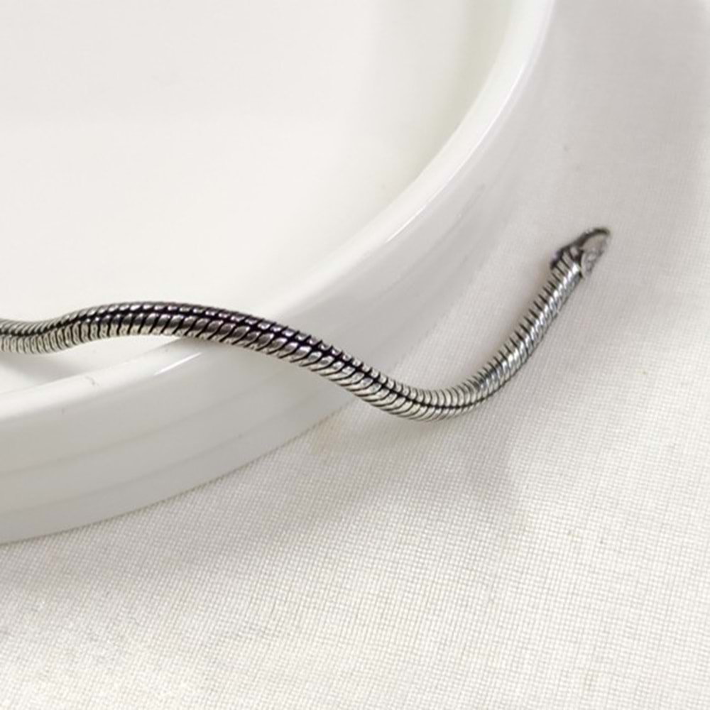 3,10 MM BORU YILAN ZİNCİR GÜMÜŞ ERKEK BİLEKLİK 19 CM