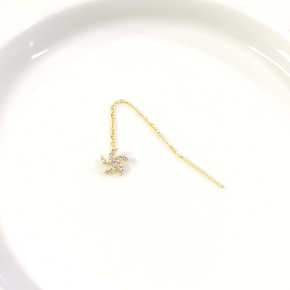 ZİNCİRLİ DENİZ YILDIZI JAPON TEK GÜMÜŞ KÜPE