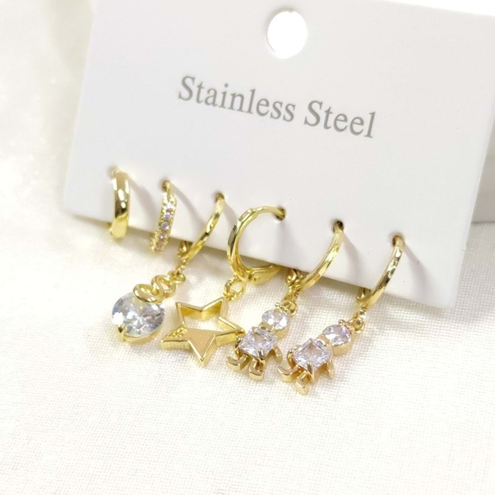 ÇELİK TAŞLI ROBOT KÜPE KOMBİN SET GOLD