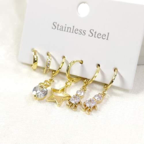 ÇELİK TAŞLI ROBOT KÜPE KOMBİN SET GOLD