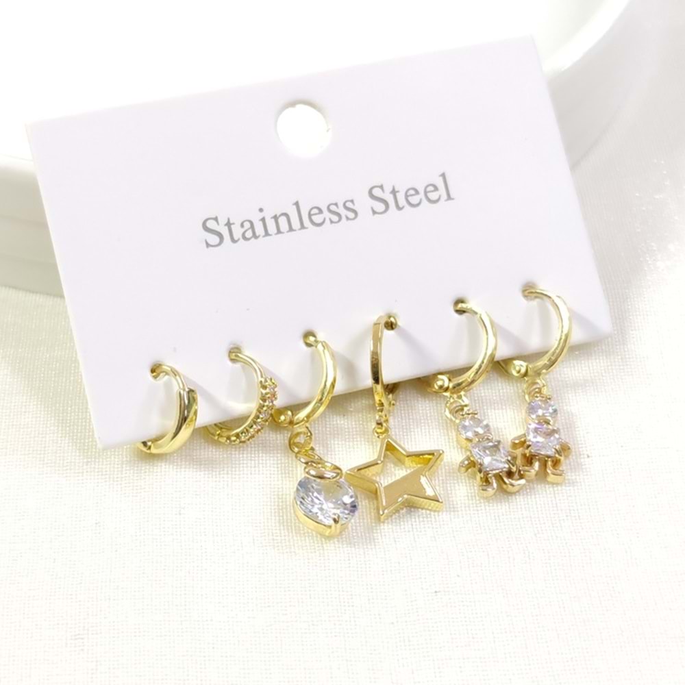 ÇELİK TAŞLI ROBOT KÜPE KOMBİN SET GOLD