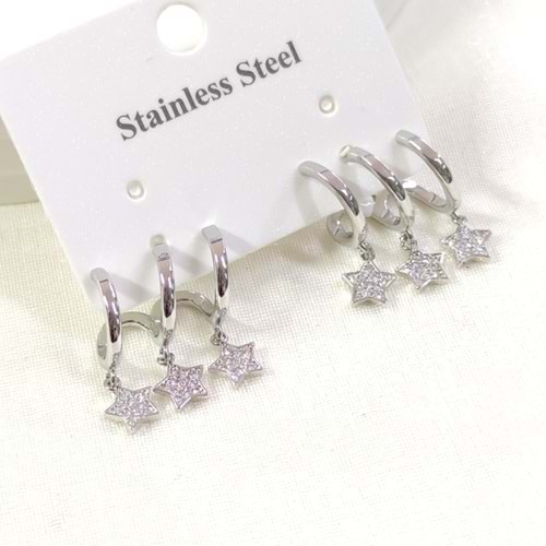 ÇELİK ÜÇ GÖRÜNÜMLÜ YILDIZ KÜPE