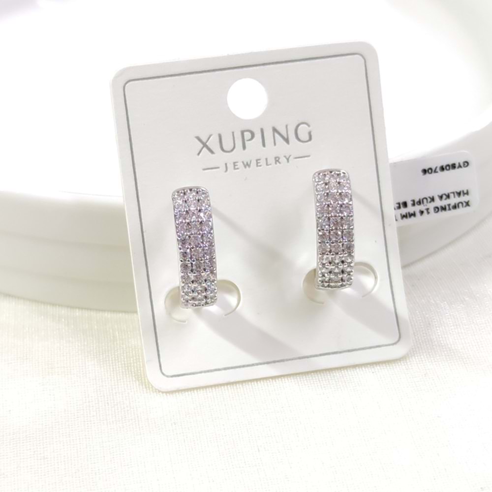 XUPING 14 MM TAŞLI HALKA KÜPE BEYAZ