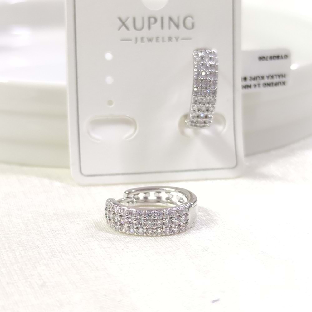 XUPING 14 MM TAŞLI HALKA KÜPE BEYAZ