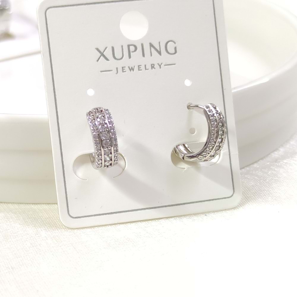 XUPING 10 MM HALKA TAŞLI KÜPE BEYAZ