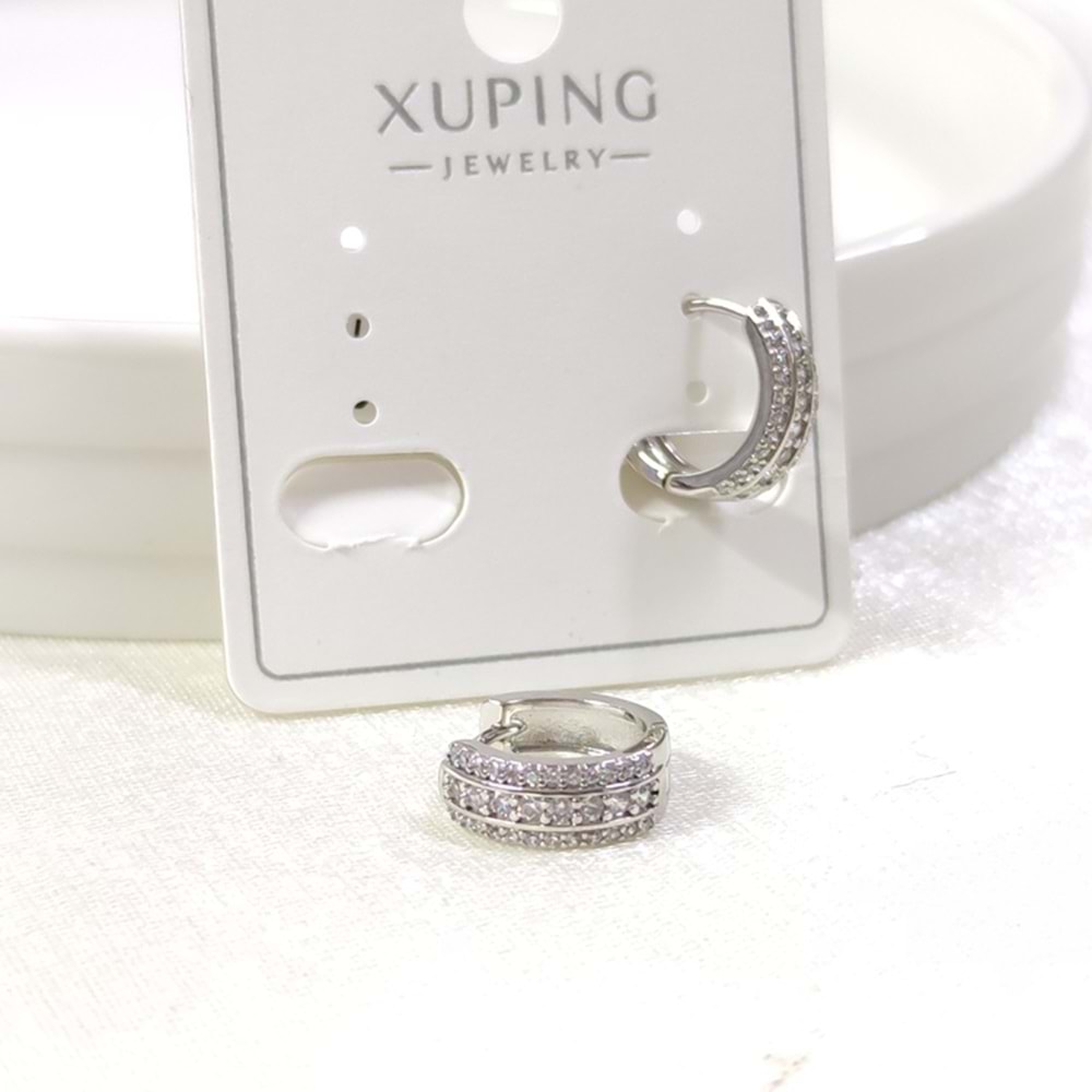 XUPING 10 MM HALKA TAŞLI KÜPE BEYAZ