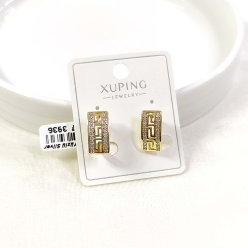 XUPING 10X7 MM TAŞLI HALKA LABİ U KÜPE GOLD