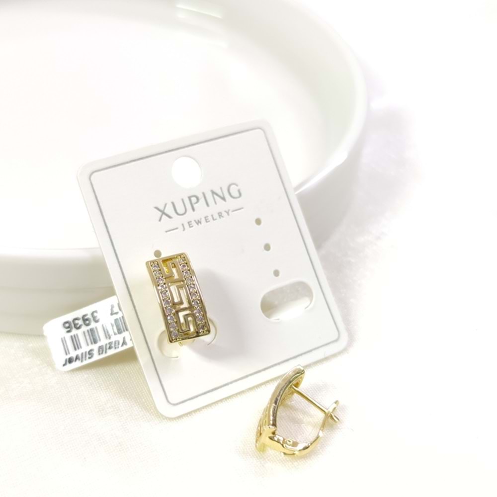 XUPING 10X7 MM TAŞLI HALKA LABİ U KÜPE GOLD