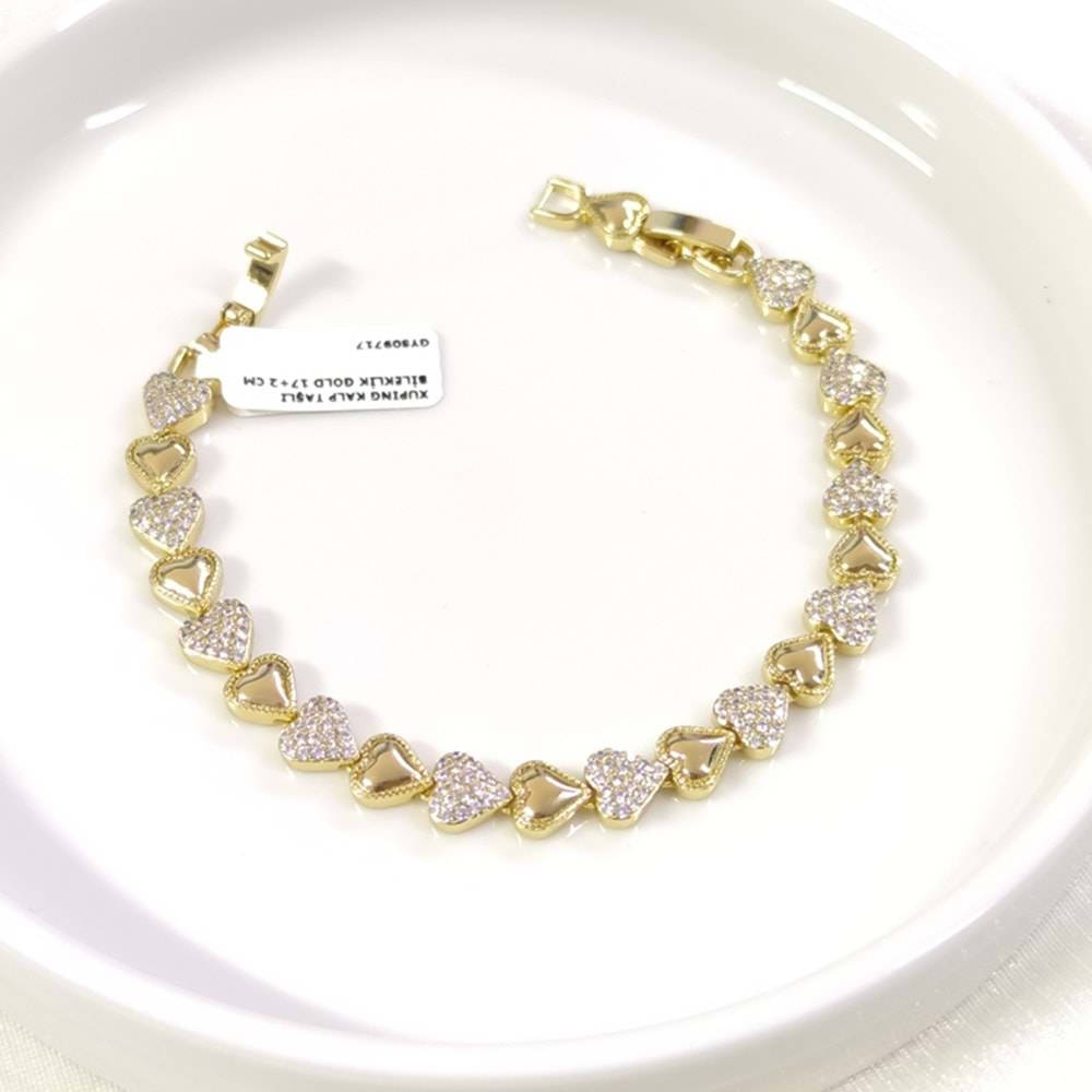XUPING KALP TAŞLI BİLEKLİK GOLD 17+2 CM