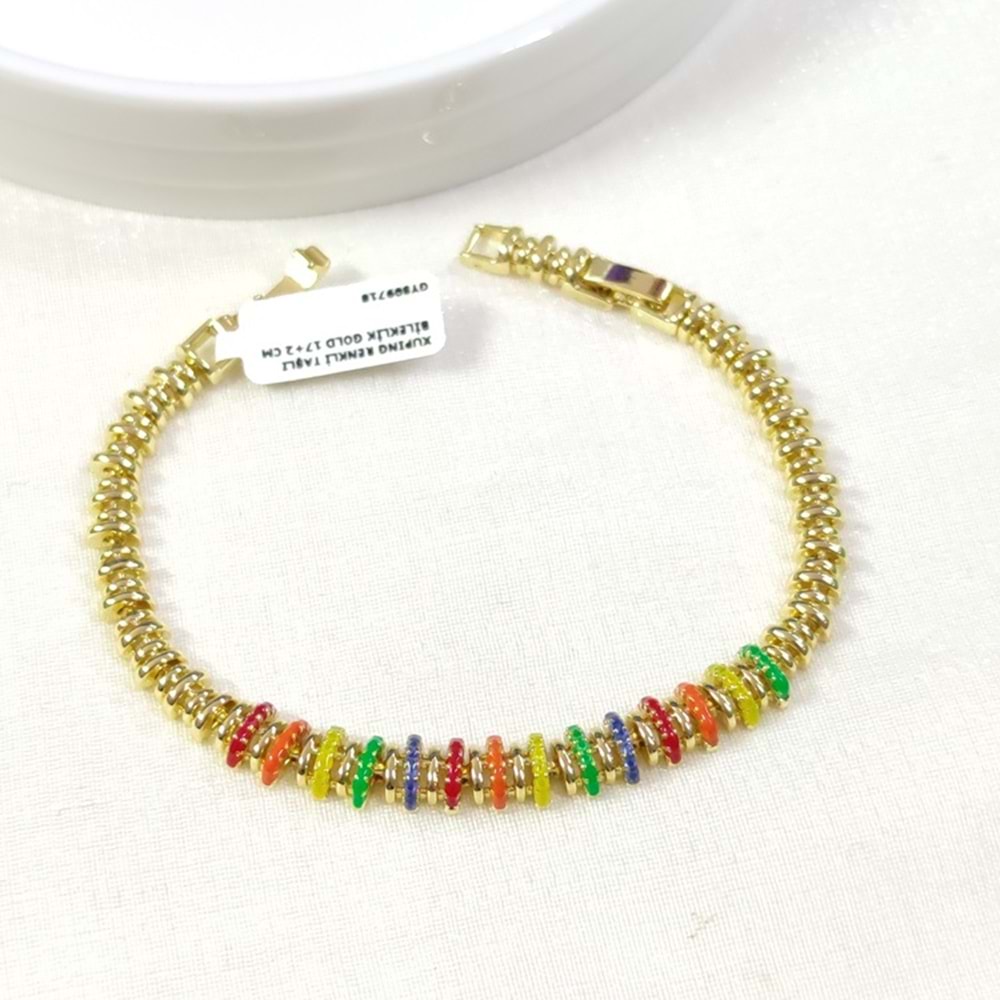 XUPING RENKLİ TAŞLI BİLEKLİK GOLD 17+2 CM