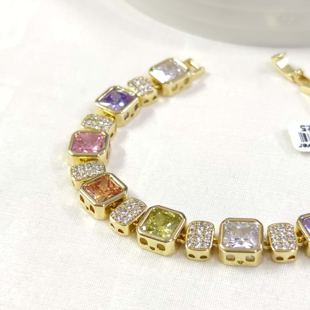 XUPING 9 MM BÜYÜK RENKLİ TAŞLI BİLEKLİK GOLD 17+2 CM