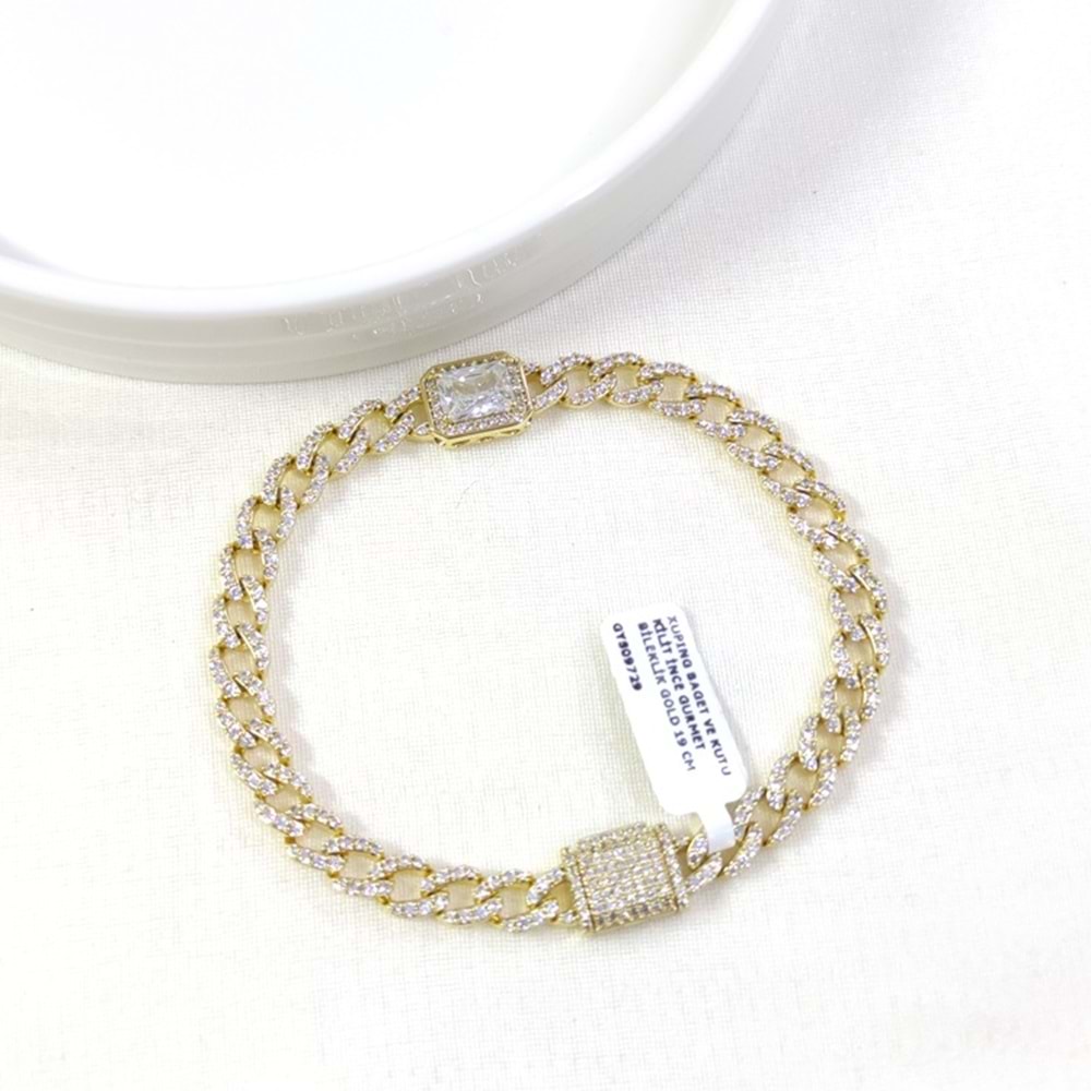 XUPING BAGET VE KUTU KİLİT İNCE GURMET BİLEKLİK GOLD 19 CM