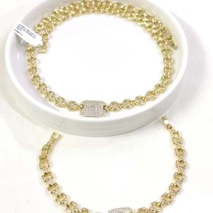 XUPING TAŞLI KOLYE BİLEKLİK KOMBİN SET GOLD