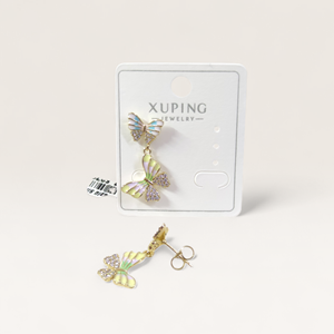 XUPING RENKLİ MİNELİ KELEBEK 3CM ÇİVİ KÜPE GOLD