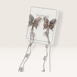 XUPING 15 MM KELEBEK 10 CM UZUN ÇİVİ KÜPE BEYAZ