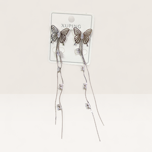 XUPING 15 MM KELEBEK 10 CM UZUN ÇİVİ KÜPE BEYAZ