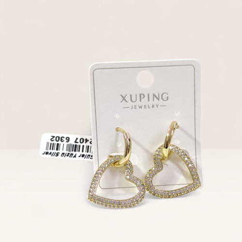 XUPING 20 MM TAŞLI KALP 11 MM HALKA KÜPE GOLD