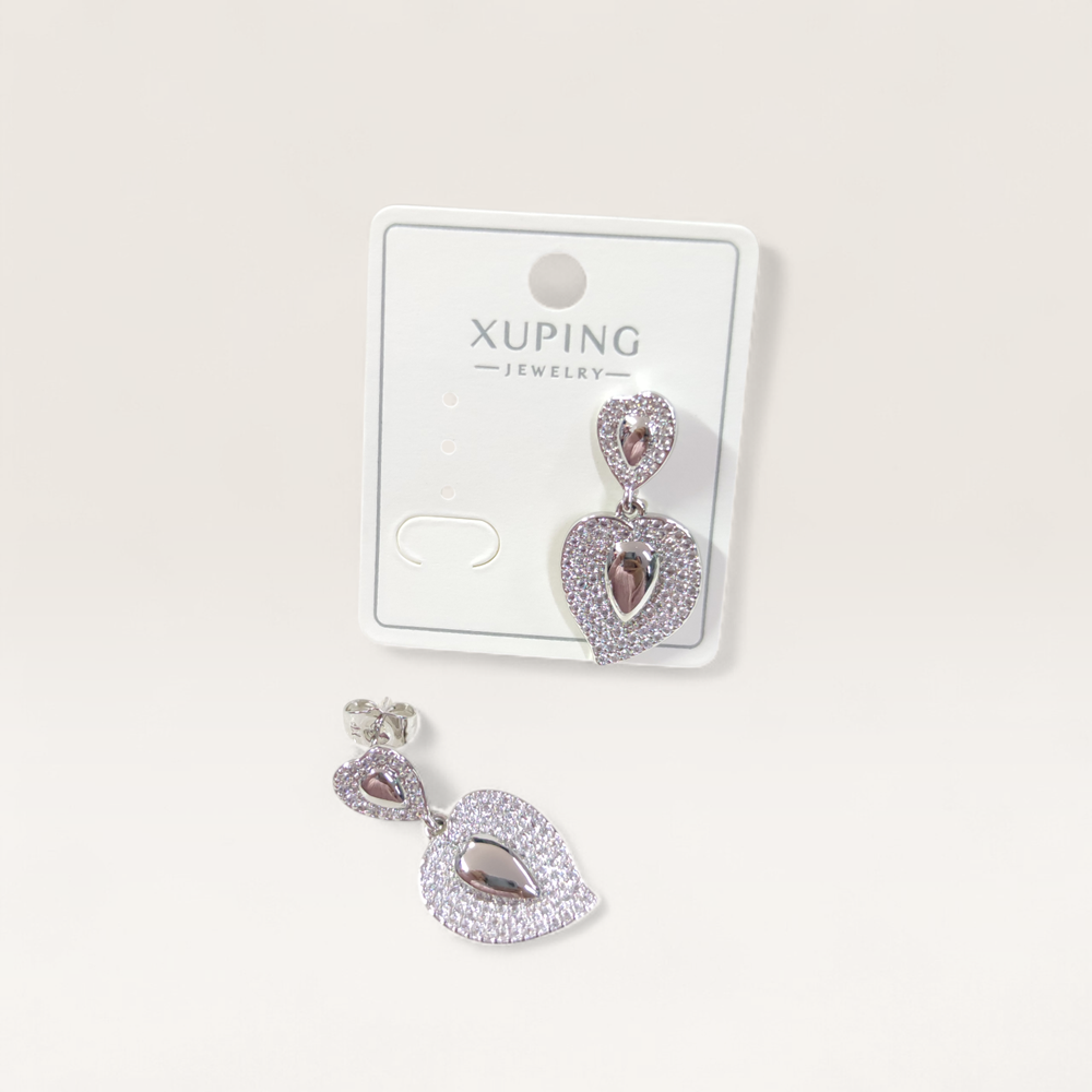 XUPING 30 MM SALLANTILI KALP ÇİVİ KÜPE - BEYAZ