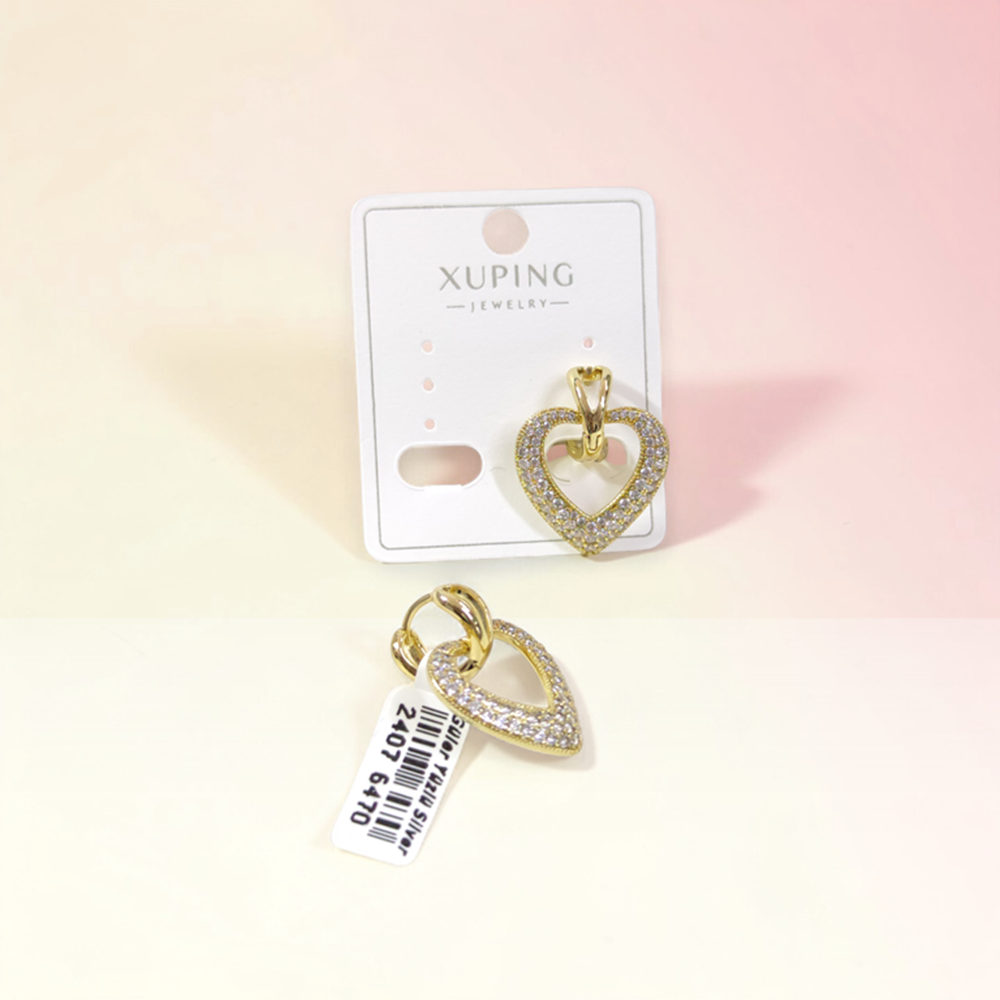 XUPING 20 MM TAŞLI KALP 8 MM HALKA KÜPE GOLD