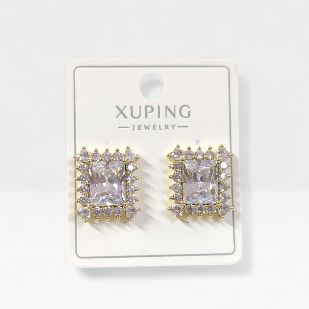 XUPING 15X17 MM BAGET TAŞLI ÇİVİ KÜPE GOLD