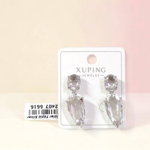 XUPING 3 CM DAMLA TAŞLI ÇİVİ KÜPE BEYAZ