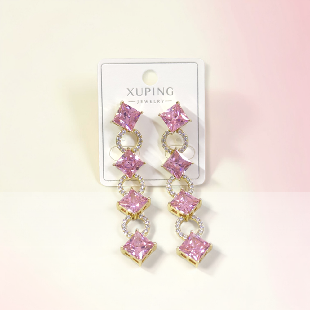 XUPING 65 MM PEMBE TAŞLI ABİYE KÜPE GOLD