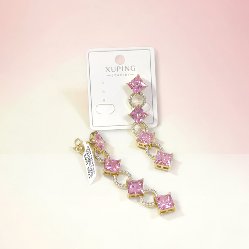 XUPING 65 MM PEMBE TAŞLI ABİYE KÜPE GOLD