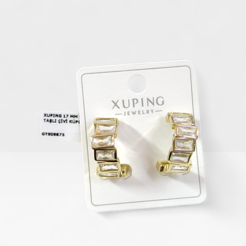 XUPING 17 MM BAGET TAŞLI ÇİVİ KÜPE GOLD