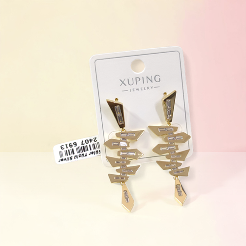 XUPING 5 CM ASİMETRİK SALLANTILI ÇİVİ KÜPE GOLD
