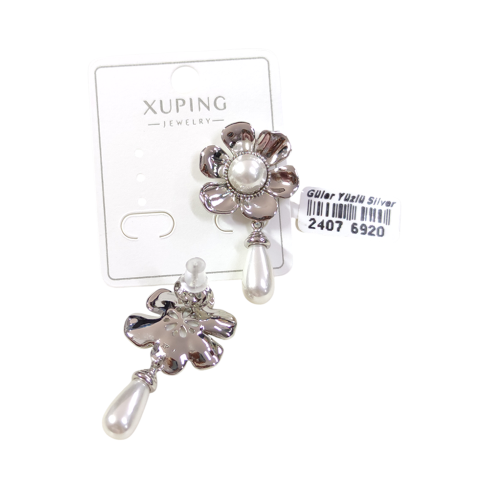 XUPING 2 CM İNCİ ÇİÇEK ÇİVİ KÜPE BEYAZ