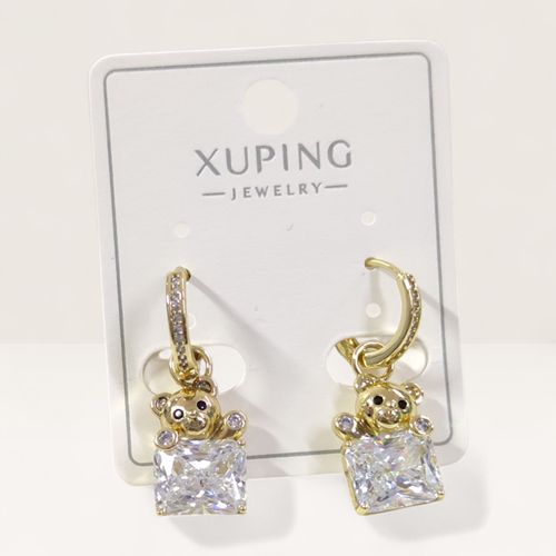 XUPING 10 MM TAŞLI AYICIK HALKA KÜPE GOLD