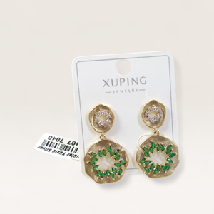 XUPING SALLANTILI YEŞİL TAŞLI ÇİVİ KÜPE GOLD