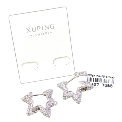 XUPING 10 MM TAŞLI YILDIZ HALKA KÜPE BEYAZ