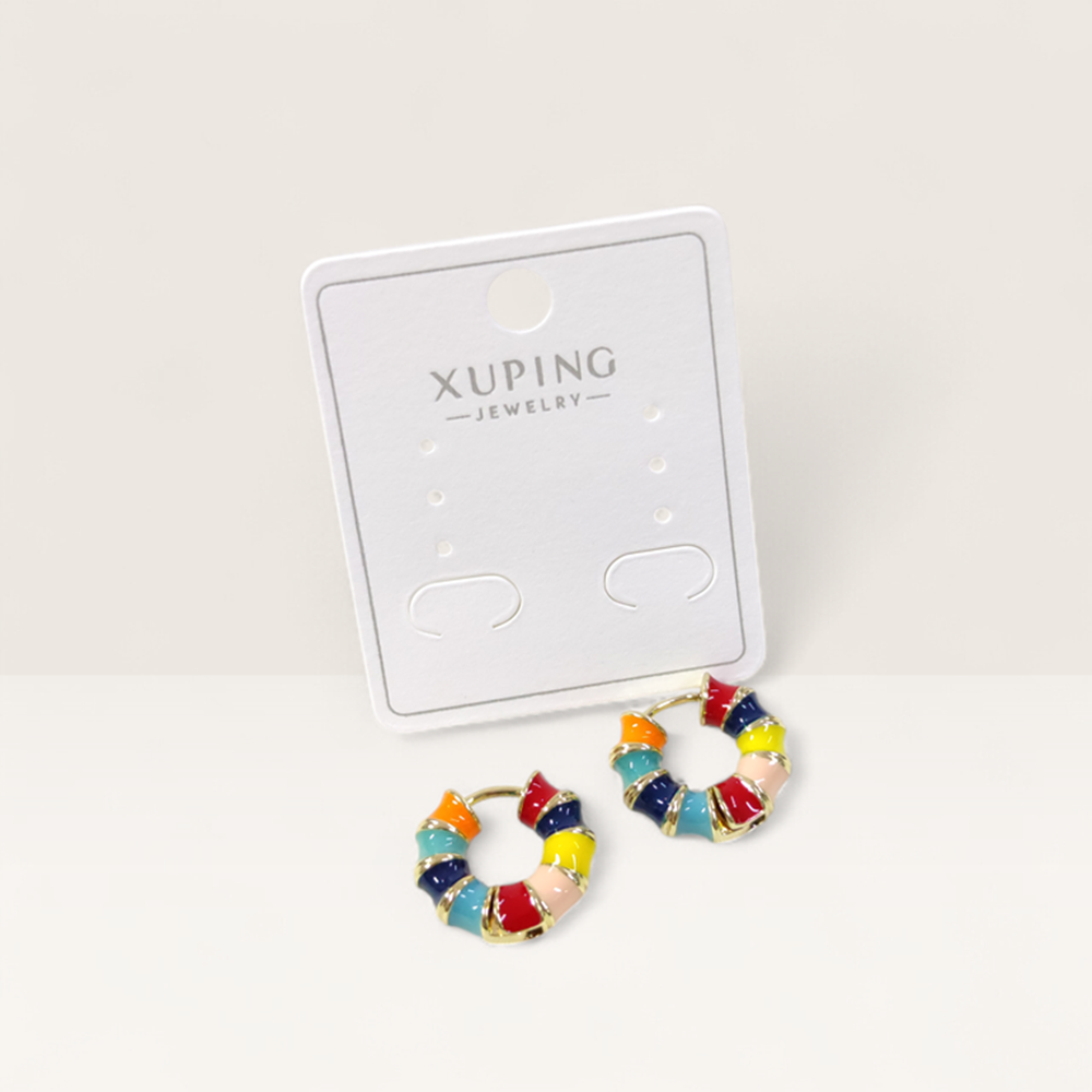 XUPING 8 MM RENKLİ MİNELİ BOMBELİ HALKA KÜPE GOLD