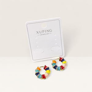 XUPING 8 MM RENKLİ MİNELİ BOMBELİ HALKA KÜPE GOLD