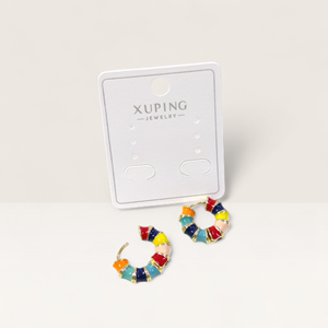 XUPING 8 MM RENKLİ MİNELİ BOMBELİ HALKA KÜPE GOLD