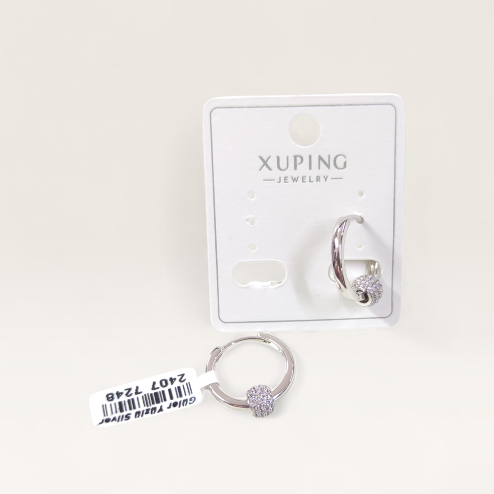 XUPING 15 MM TOP TAŞ HALKA KÜPE BEYAZ