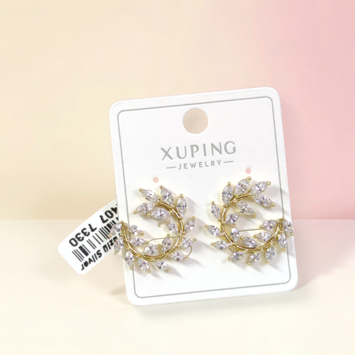 XUPING 20 MM TAŞLI DEFNE ÇİVİ KÜPE GOLD