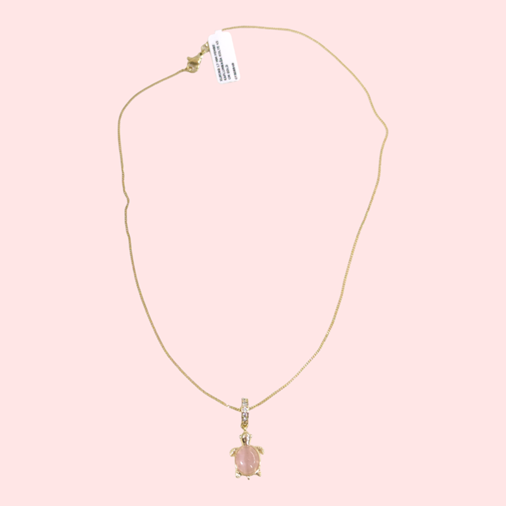 XUPING 17 MM PEMBE KAPLUMBAĞA KOLYE 45 CM GOLD