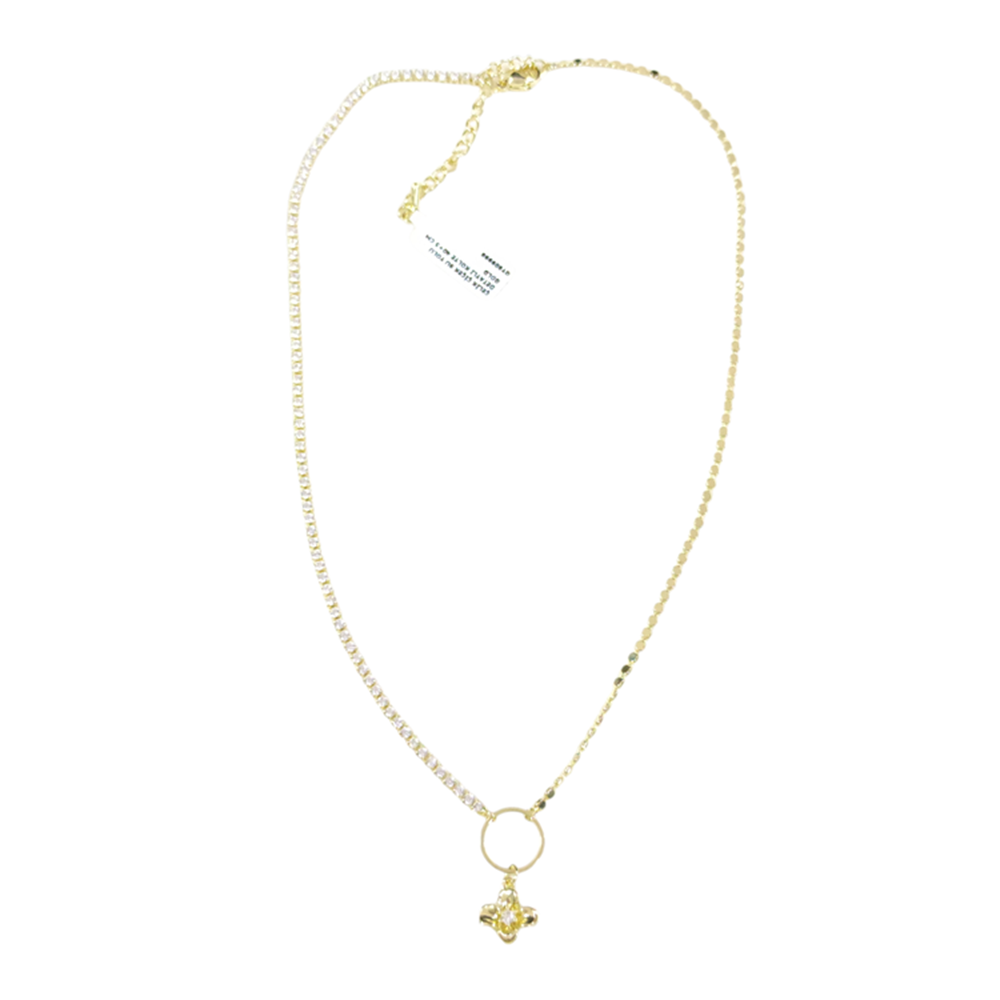 ÇELİK ÇİÇEK SU YOLU DETAYLI KOLYE 40+5 CM GOLD